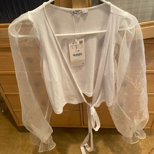 Zara Organza Sleeve Wrap Around Cardigan